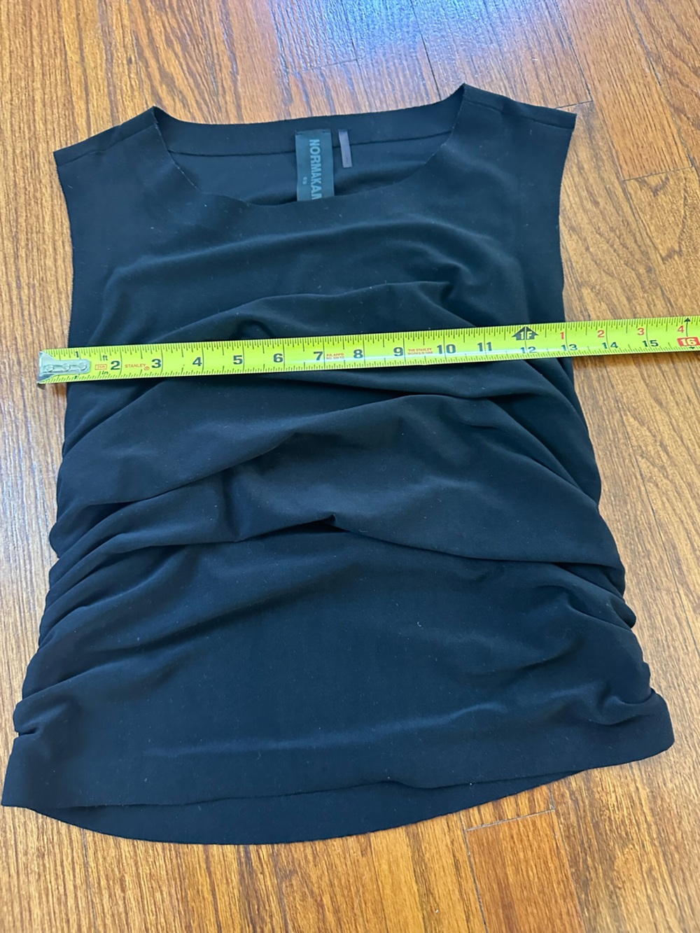 Norma Kamali Black Ruched Tank Top - Stretch Jersey